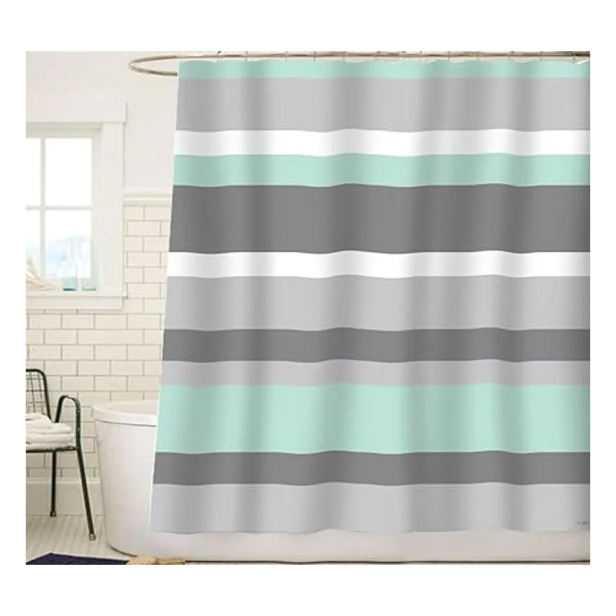 Sunlit Cortina de ducha de tela repelente al agua con_2