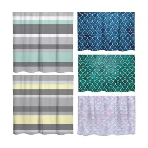 Sunlit Cortina de ducha de tela repelente al agua con_5