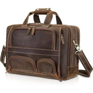 Maletín de cuero de vaca superior para hombres bolsa de_1