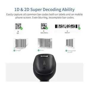 Alacrity 2D QR Wireless Barcode Scanner con soporte_3