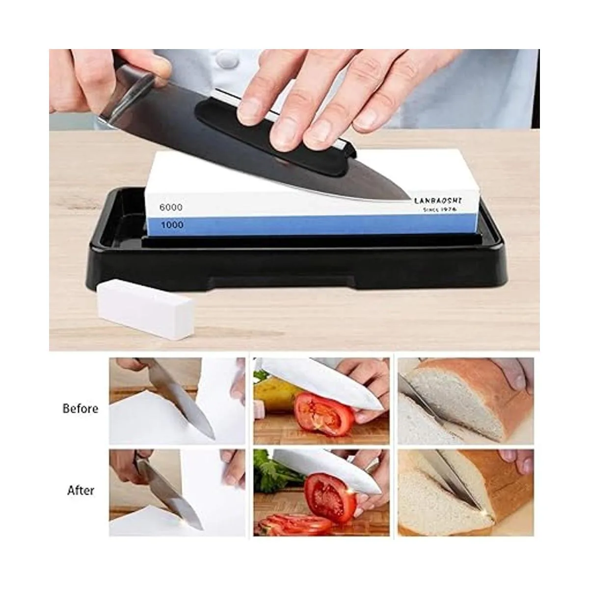 Juego de piedras de afilar cuchillos piedra de afilar de_3