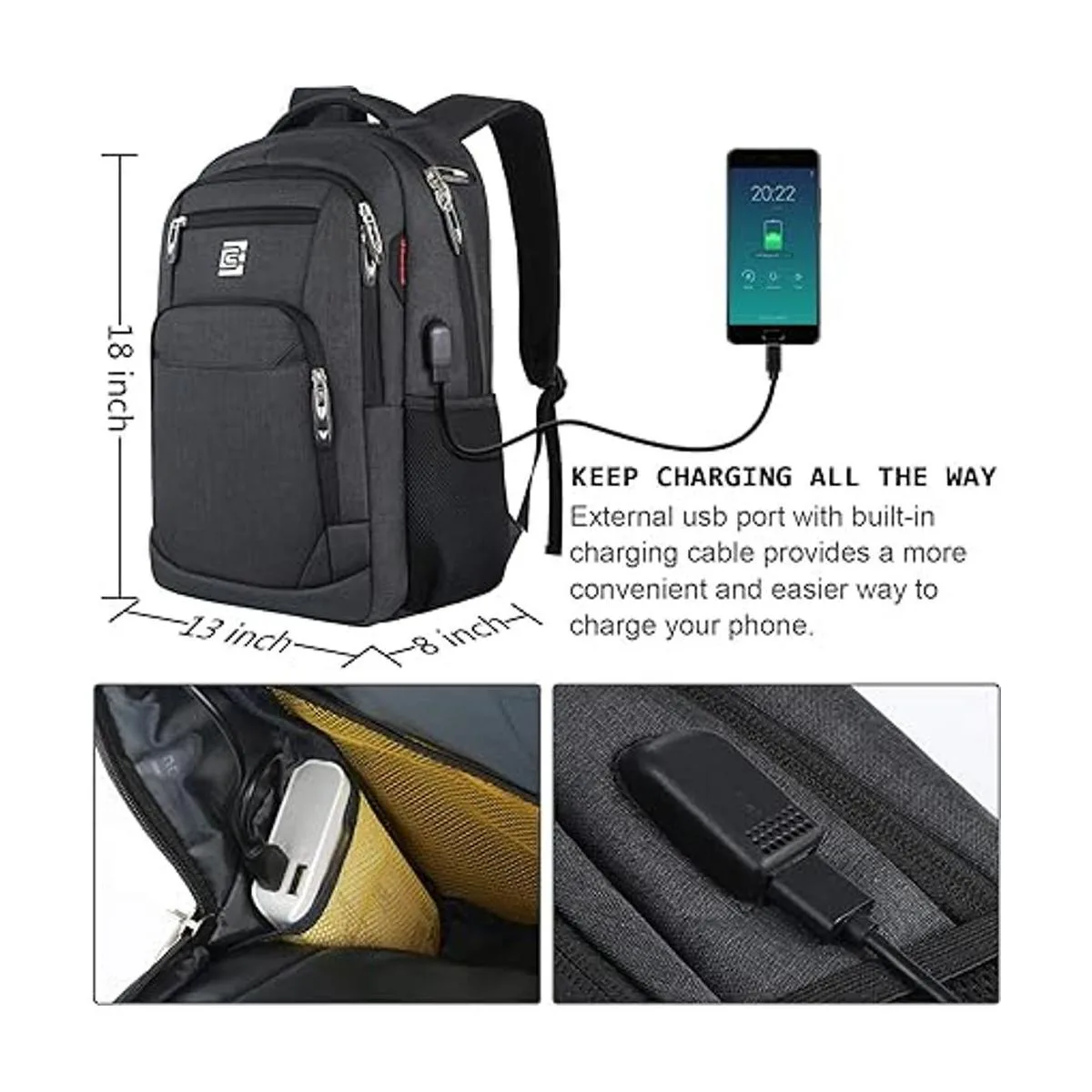 Mochila para computadora portátil delgada duradera e_3