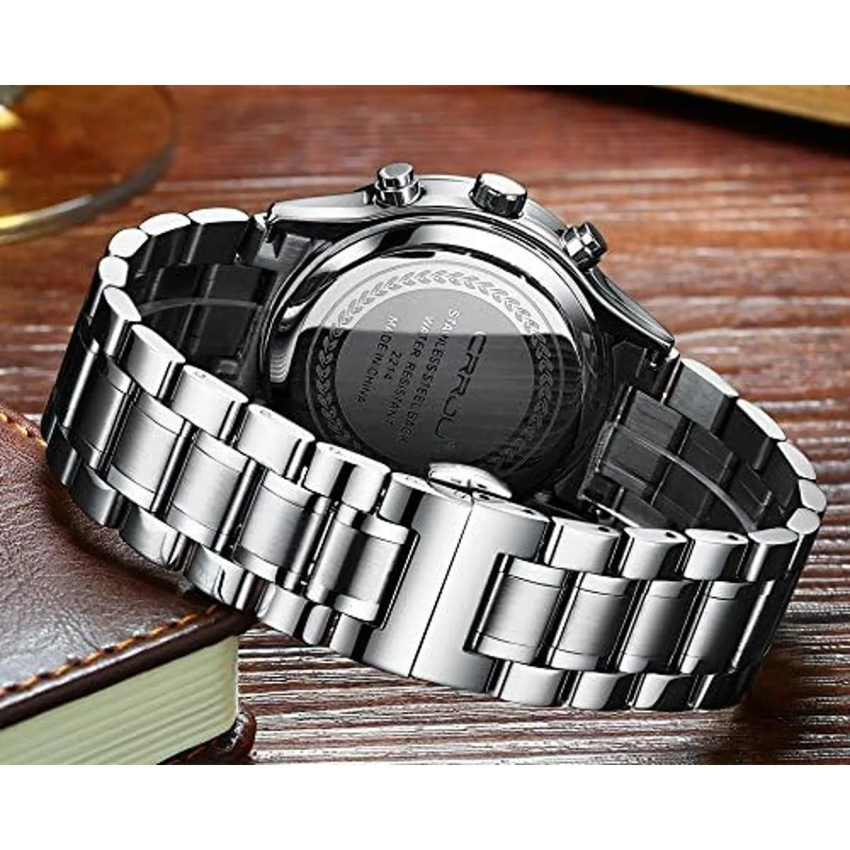 CRRJU Reloj de pulsera de acero inoxidable para hombre_6