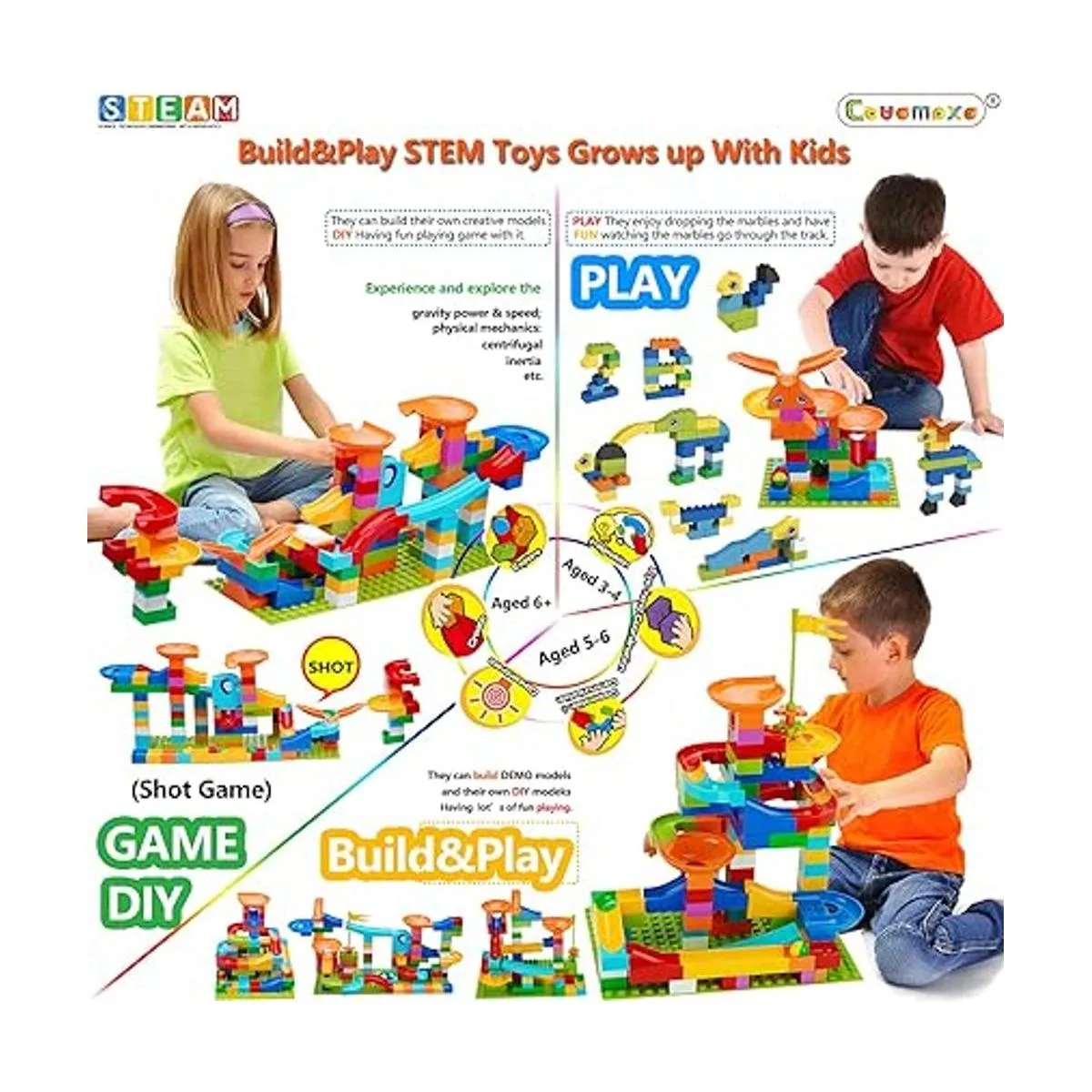 COUOMOXA Marble Run Bloques de construcción clásicos de_5