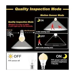 HEKEE Bombilla LED con sensor de movimiento de 9 W A19 PIR_2