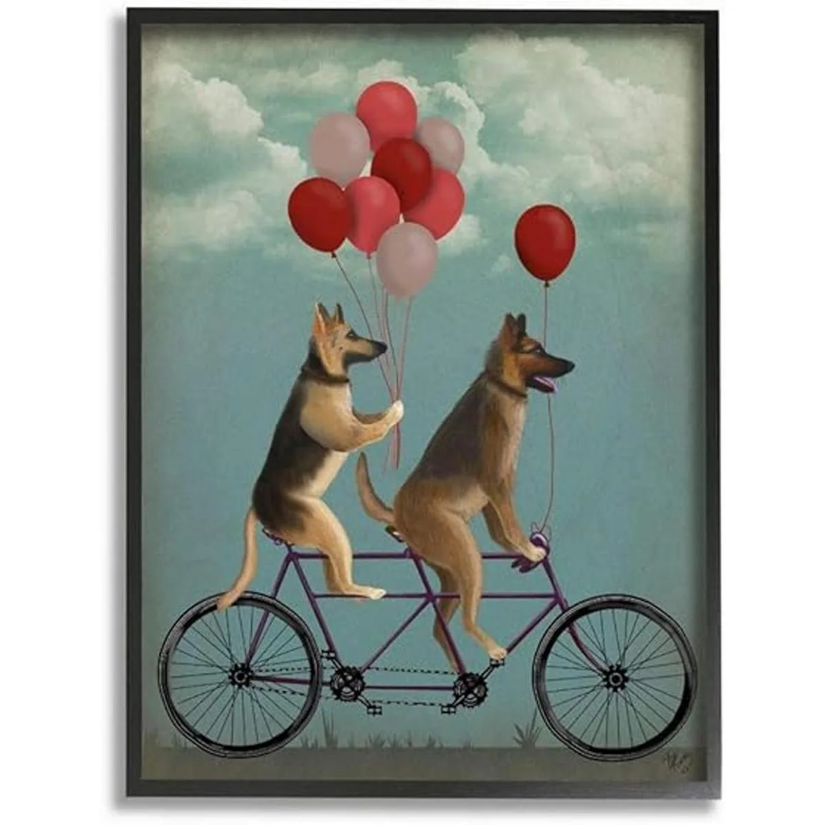 Stupell Industries German Shepard Dogs on Bicycle with_1