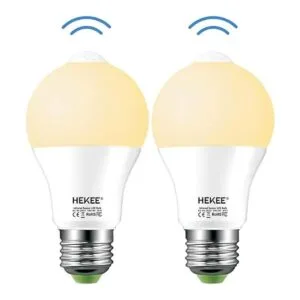 HEKEE Bombilla LED con sensor de movimiento de 9 W A19 PIR_1