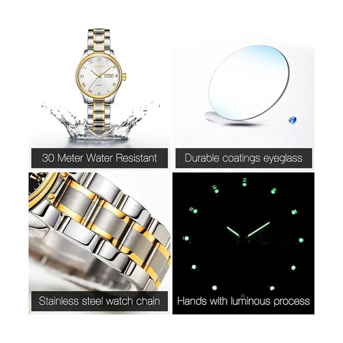 OLEVS Juego de 2 relojes de cuarzo para parejas de San_6