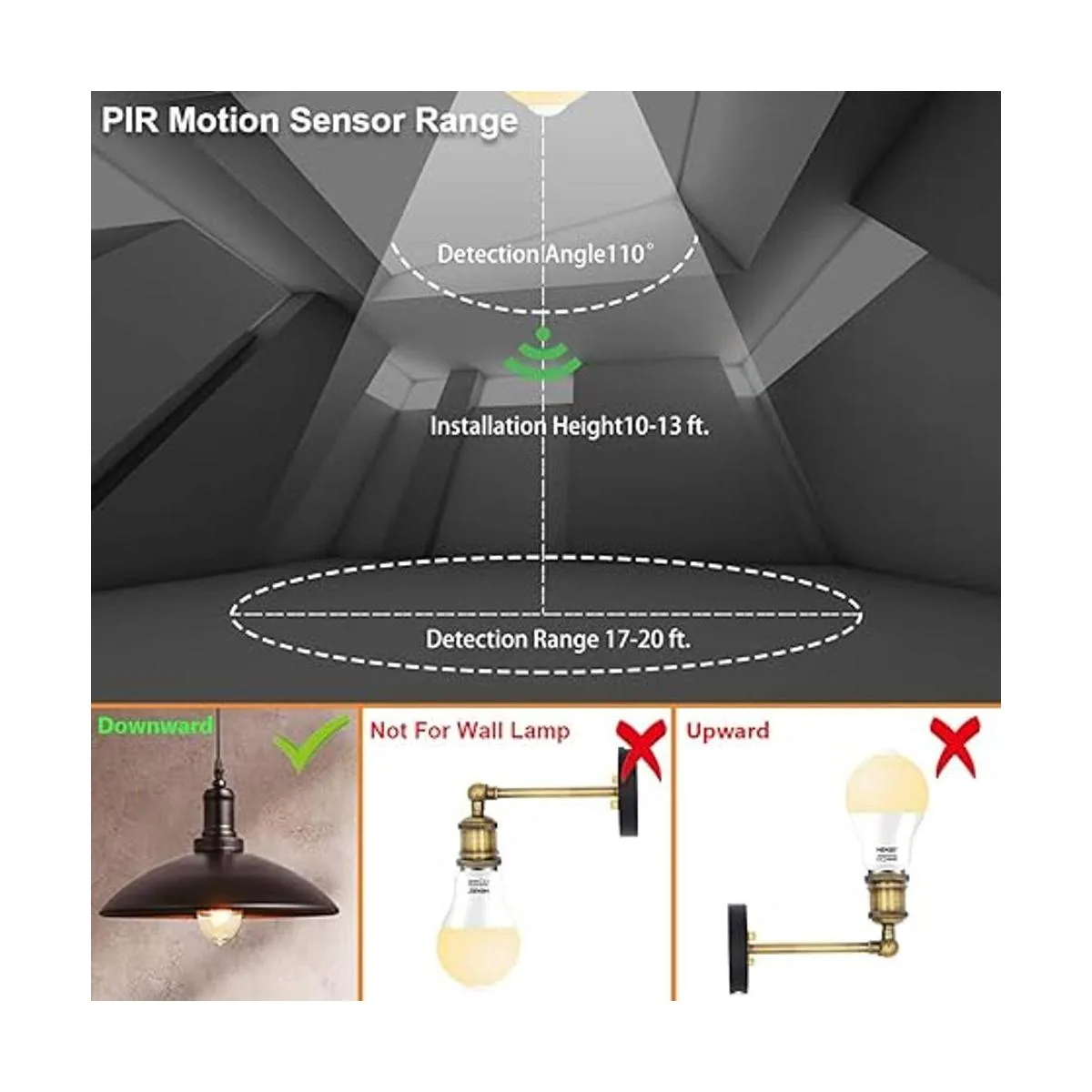 HEKEE Bombilla LED con sensor de movimiento de 9 W A19 PIR_3