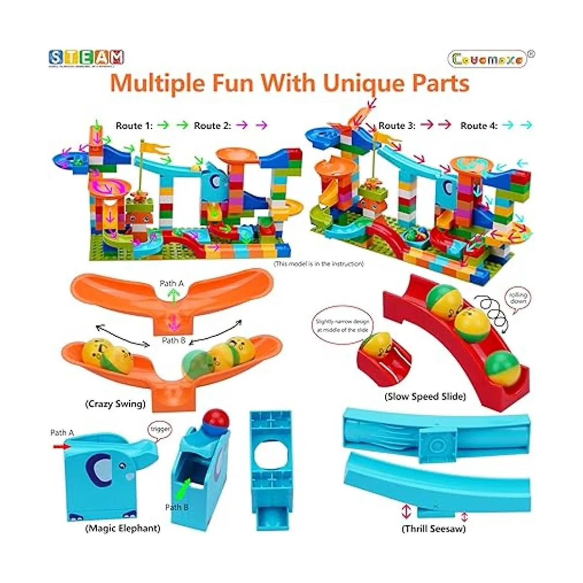 COUOMOXA Marble Run Bloques de construcción clásicos de_4