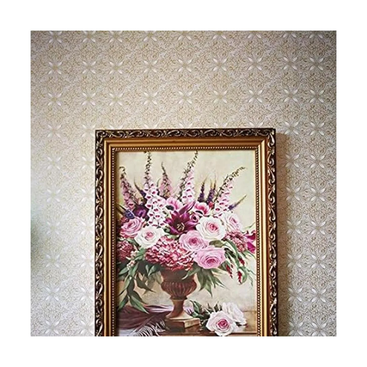 Papel tapiz floral dorado autoadhesivo vintage para_4