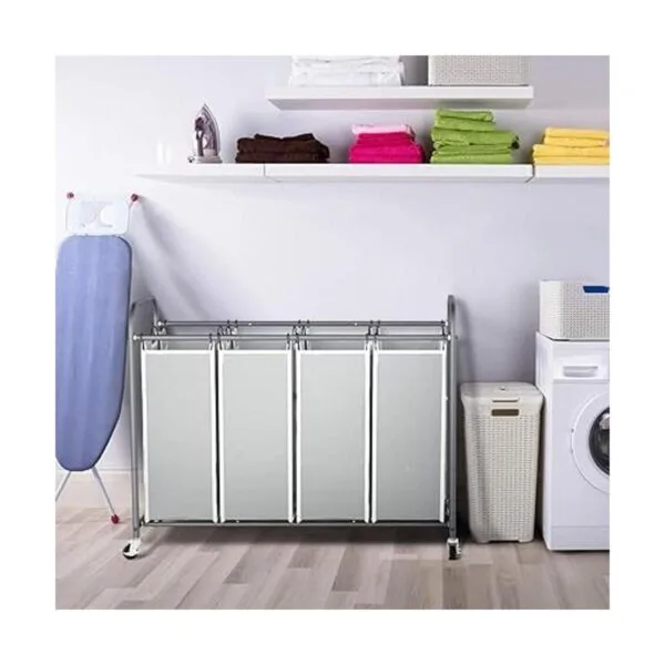 ROMOON Cesta clasificadora de ropa de 4 bolsas_2
