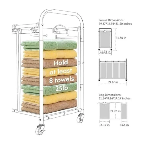 ROMOON Cesta clasificadora de ropa de 4 bolsas_3