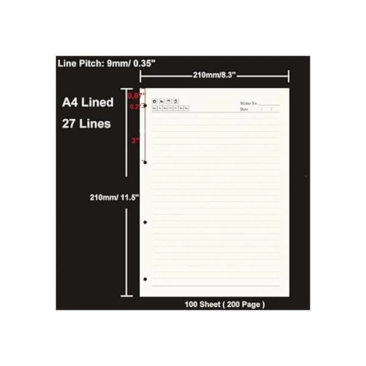 Papel de repuesto A4 de 4 agujeros perforados para_2