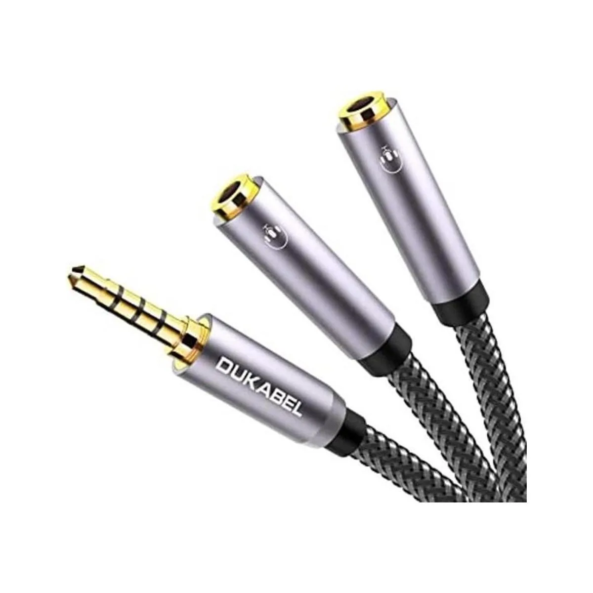 DUKABEL Divisor de auriculares trenzado fuerte y chapado_1