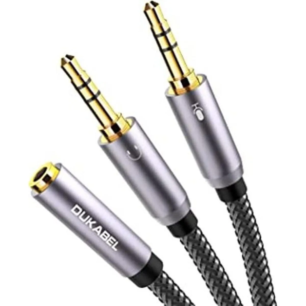 DUKABEL Cable divisor de auriculares chapado en oro y_1