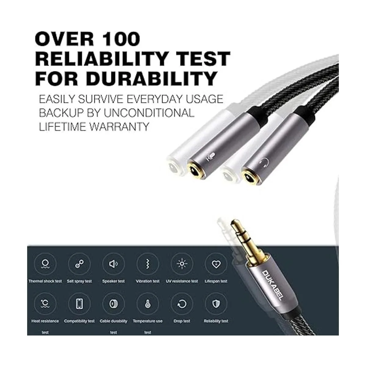 DUKABEL Adaptador divisor de auriculares 0.138 in_2