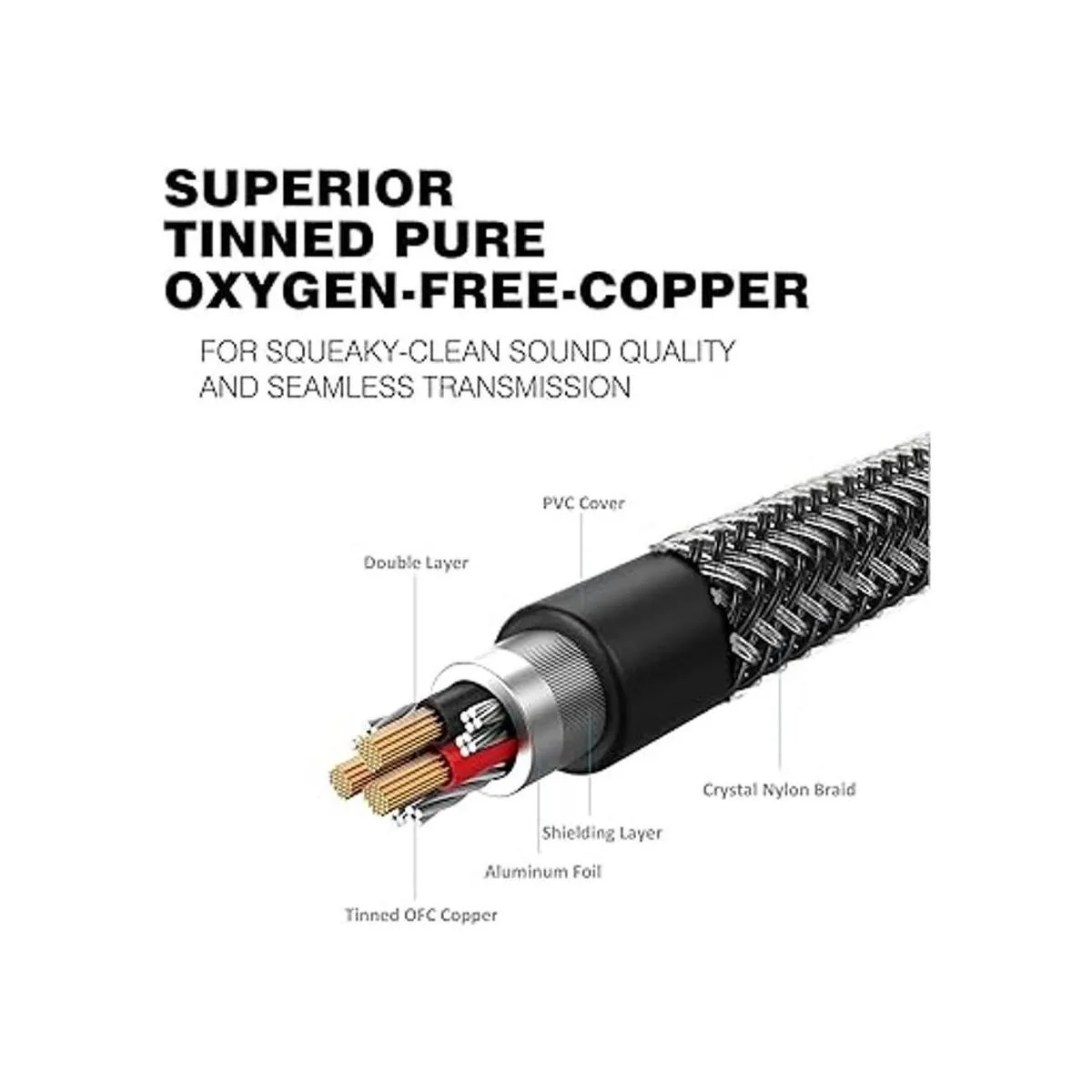 DUKABEL Divisor de auriculares trenzado fuerte y chapado_6