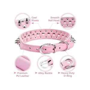 DOGGYZSTYLE Collar de perro de cuero remache con clavos_2