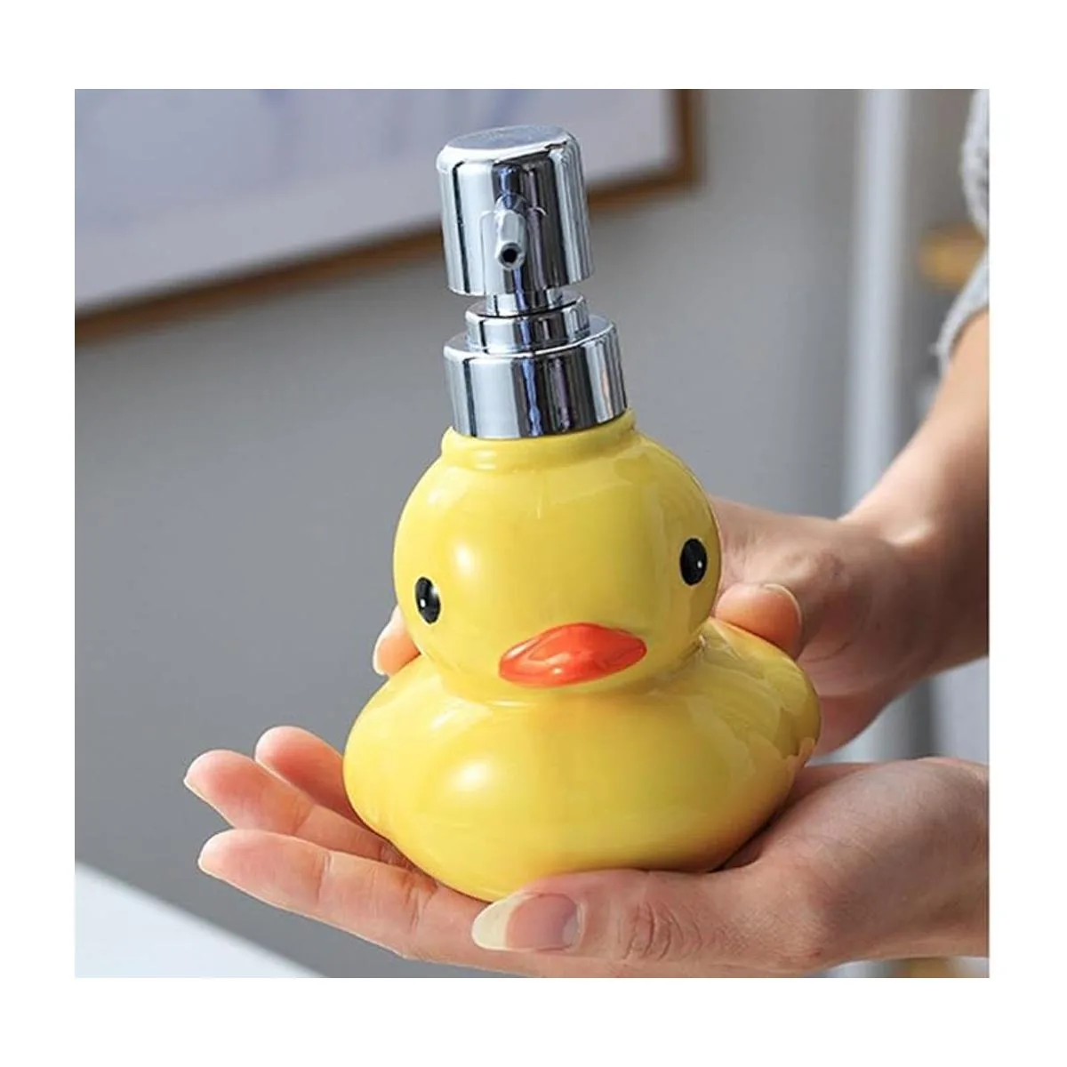 Dispensador de jabón de pato de cerámica 123Arts con bomba_5