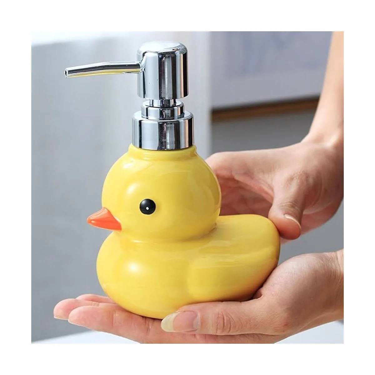 Dispensador de jabón de pato de cerámica 123Arts con bomba_4