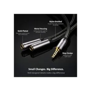 DUKABEL Divisor de auriculares trenzado fuerte y chapado_5