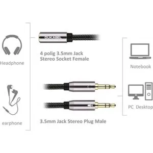 DUKABEL Cable divisor de auriculares chapado en oro y_3