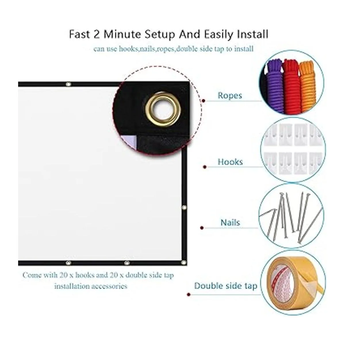 Mdbebbron Pantalla de proyección de 120 pulgadas plegable_3