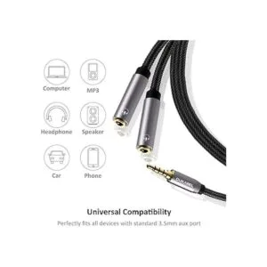 DUKABEL Divisor de auriculares trenzado fuerte y chapado_4