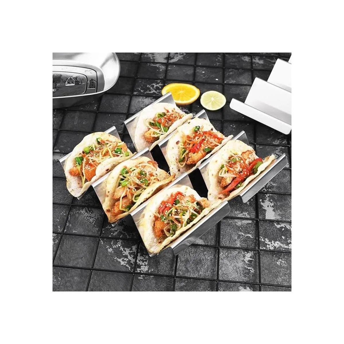 ARTTHOME Juego de 4 soportes para tacos de acero_4