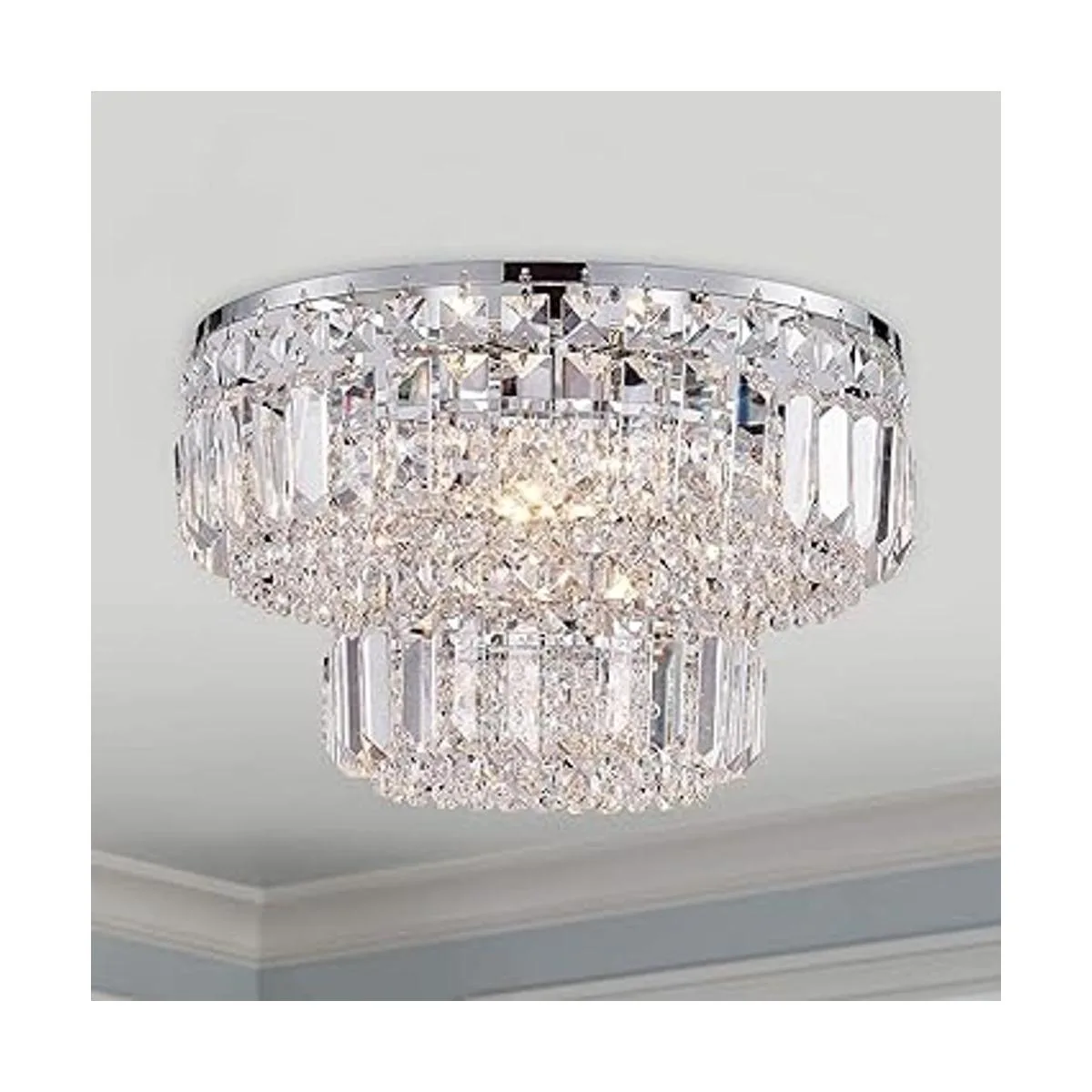 Bestier Lámpara de techo moderna de cristal cromado para_3