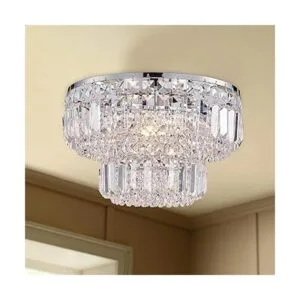 Bestier Lámpara de techo moderna de cristal cromado para_5