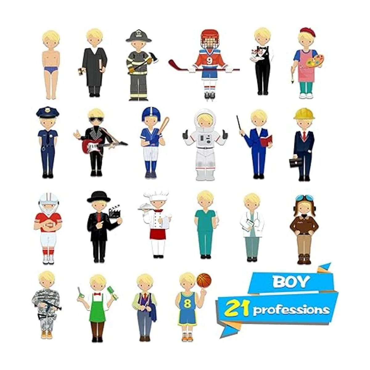 Juego de 56 muñecas magnéticas con 21 empleos perfecto_3