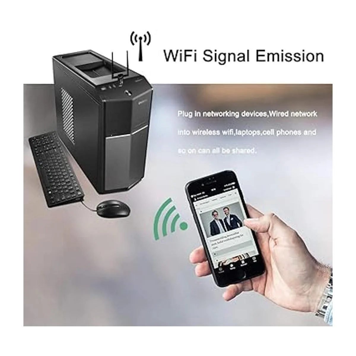 Techkey Adaptador inalámbrico WiFi USB para PC 1200 Mbps_2