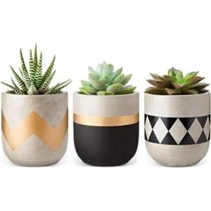 Mkono Juego de 3 macetas de cemento para plantas de_1