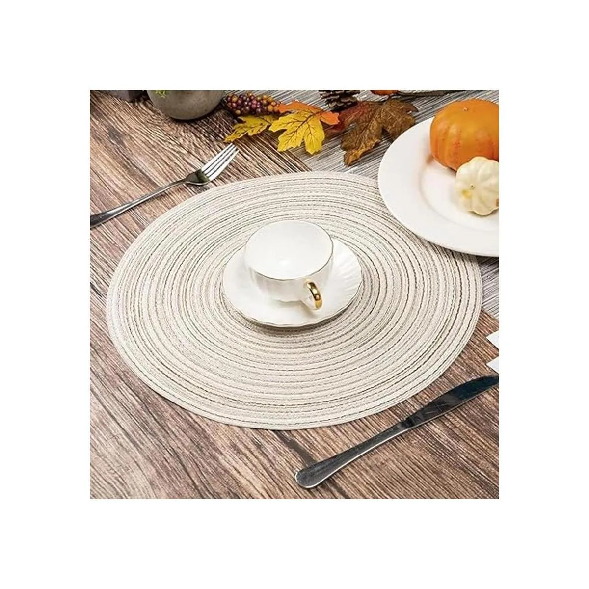 SHACOS Manteles individuales redondos trenzados de 15.0_4