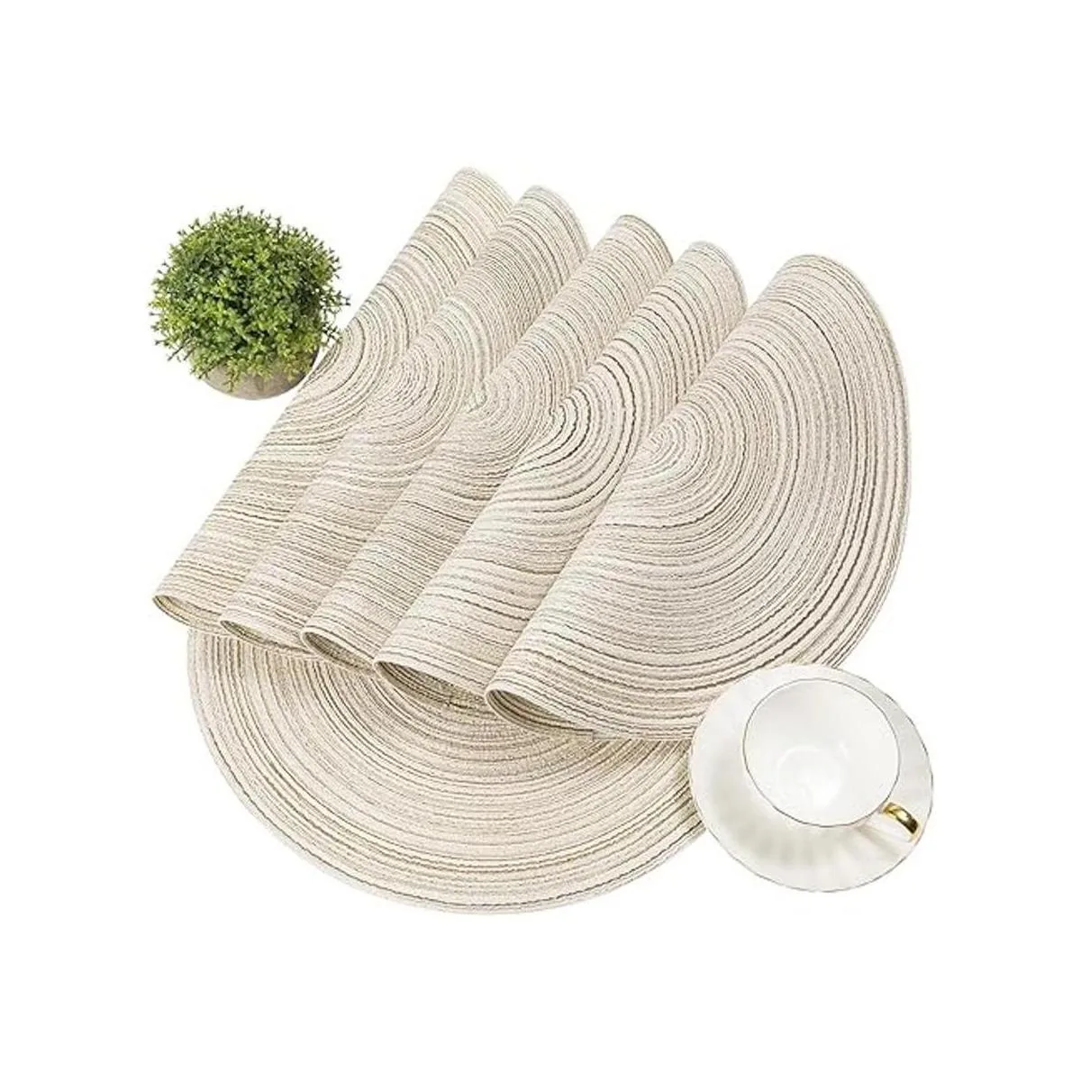 SHACOS Manteles individuales redondos trenzados de 15.0_7