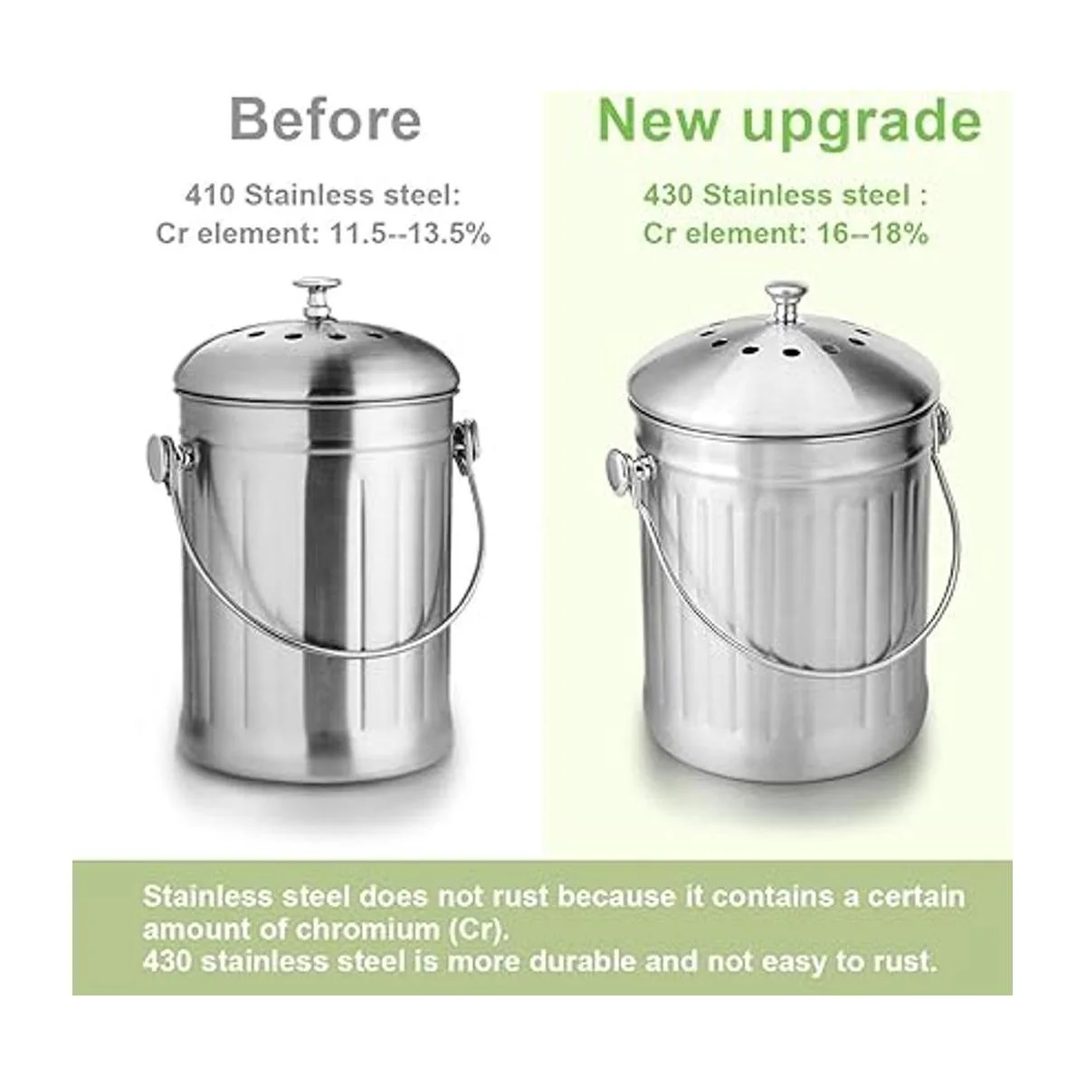 ENLOY Cubo de compostaje cubo de compost de acero_2