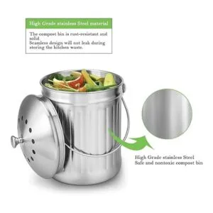 ENLOY Cubo de compostaje cubo de compost de acero_4