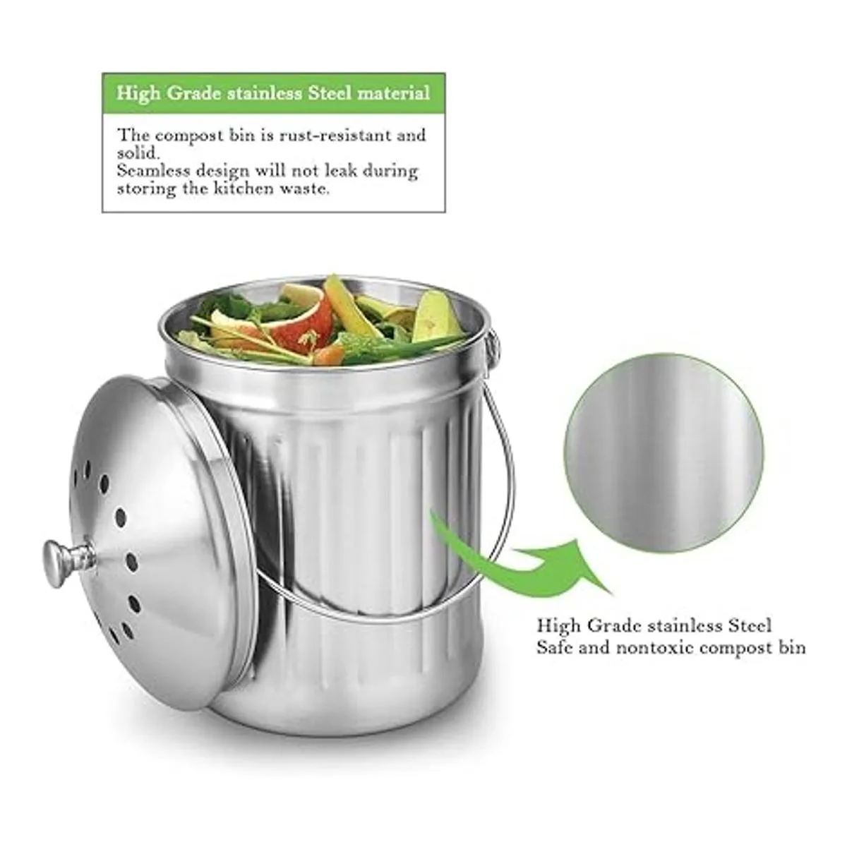 ENLOY Cubo de compostaje cubo de compost de acero_4