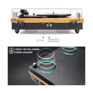 Popsky tocadiscos vintage de 3 velocidades Bluetooth con_4