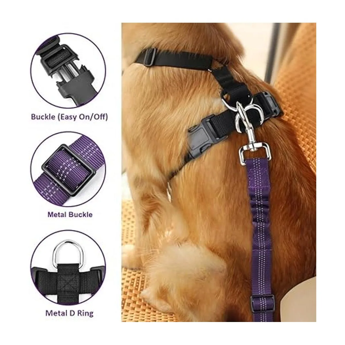 Lukovee arnés de seguridad para perro con cinturón de_5