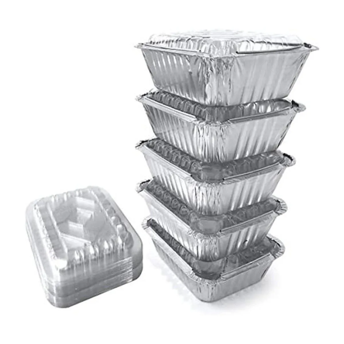 Paquete de 55 sartenes pequeñas de aluminio con tapas_1