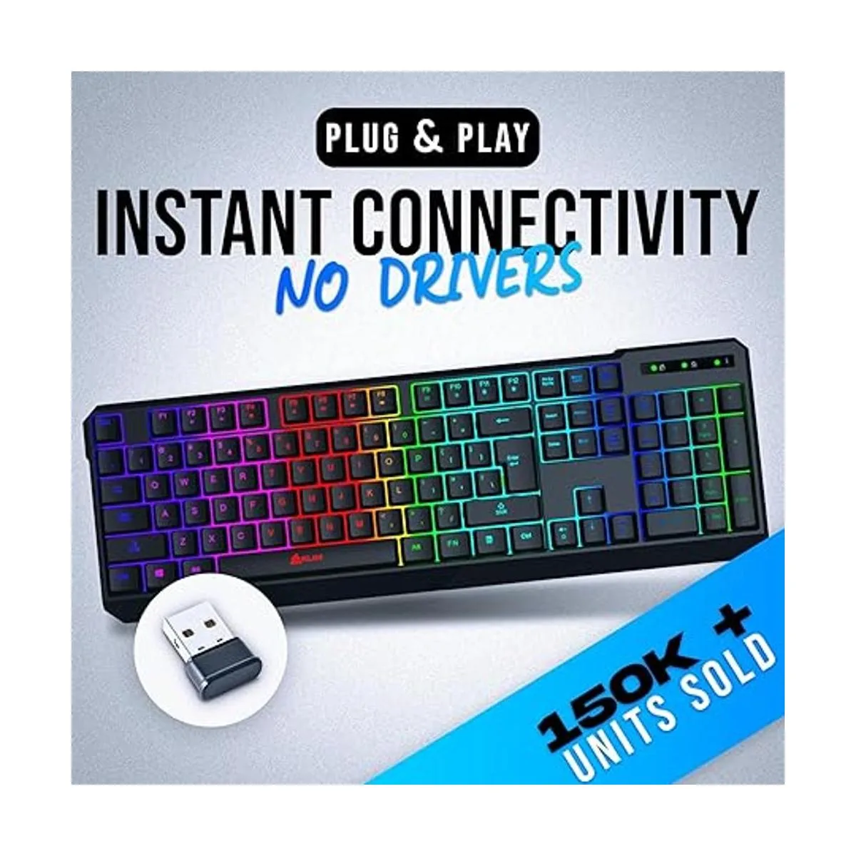 KLIM Chroma Teclado inalámbrico para juegos RGB versión_2