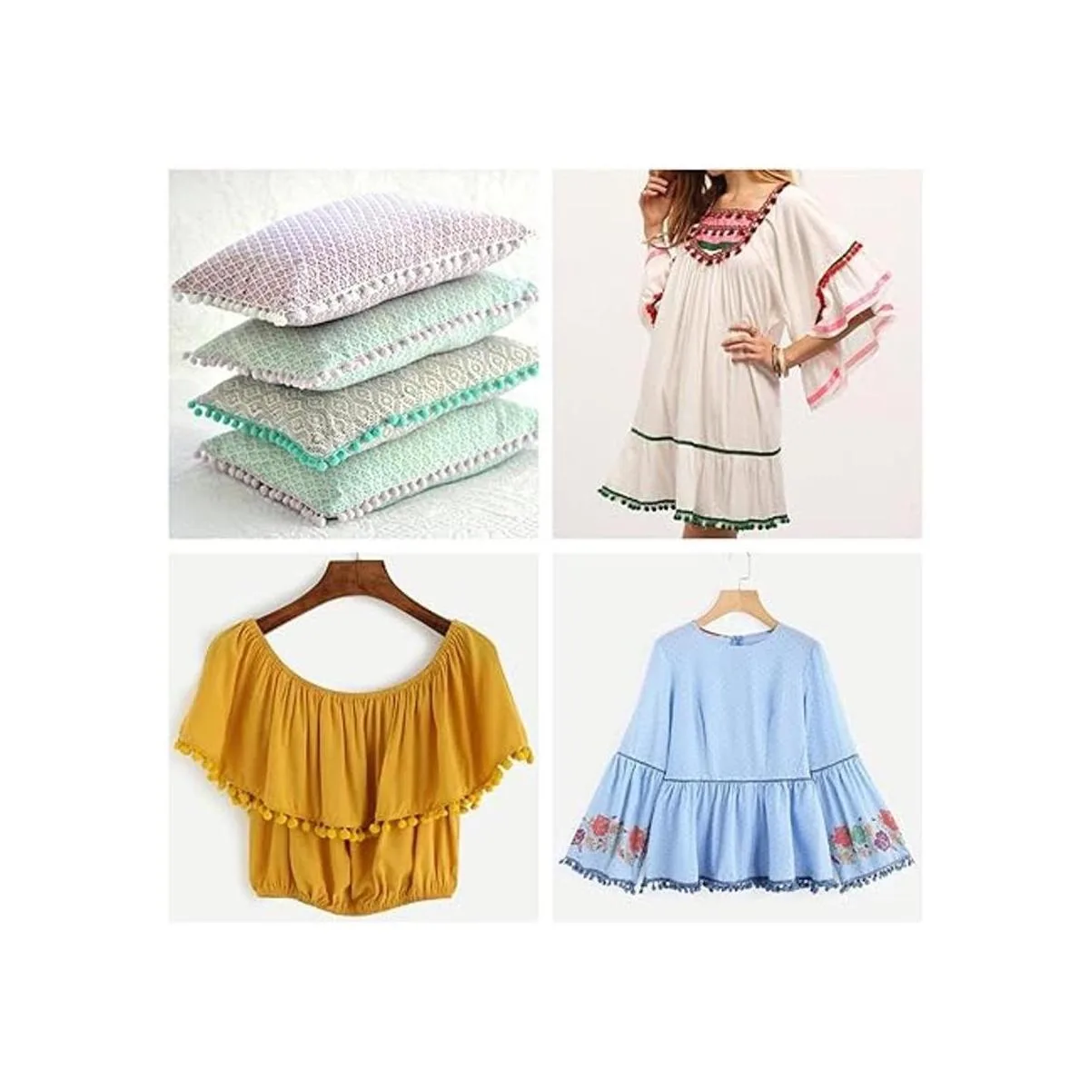 Cinta de costura bordada con borlas de encaje para_6