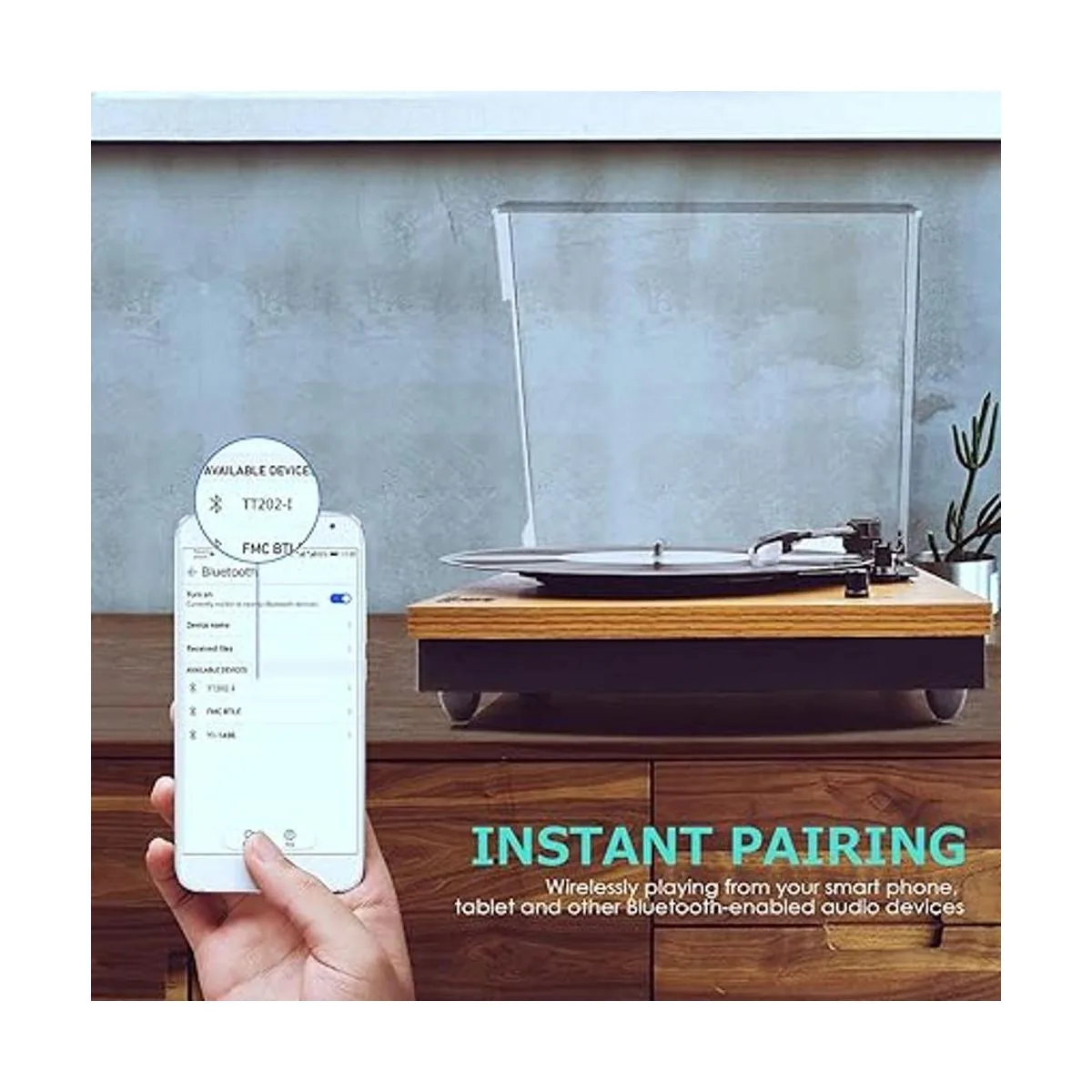 Popsky tocadiscos vintage de 3 velocidades Bluetooth con_3