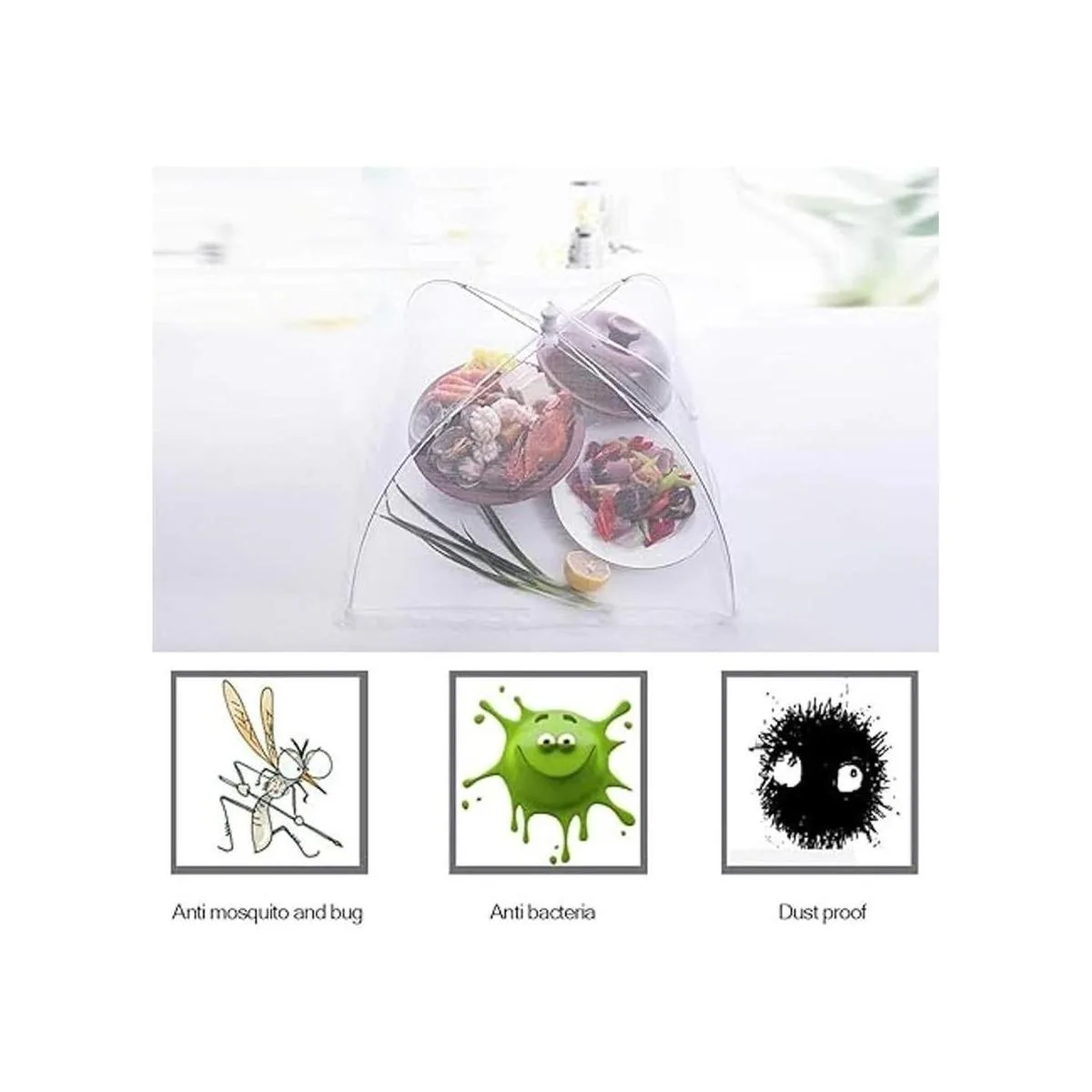 FOOEN Paquete de 6 fundas de malla para picnic al aire_6