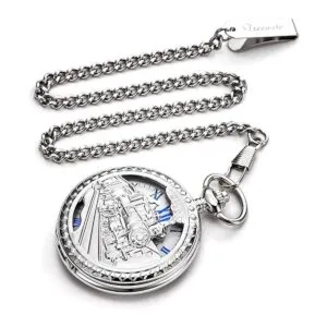 TREEWETO Reloj de bolsillo mecánico antiguo para hombre y_4