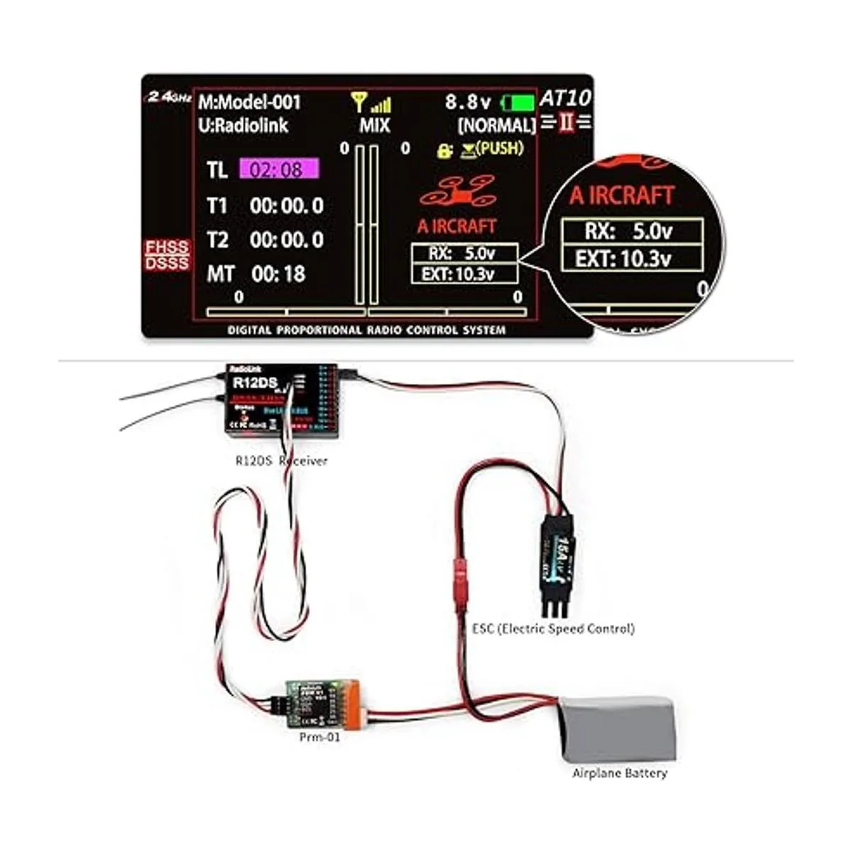 Radiolink AT10II Transmisor y receptor RC de 12 canales_4