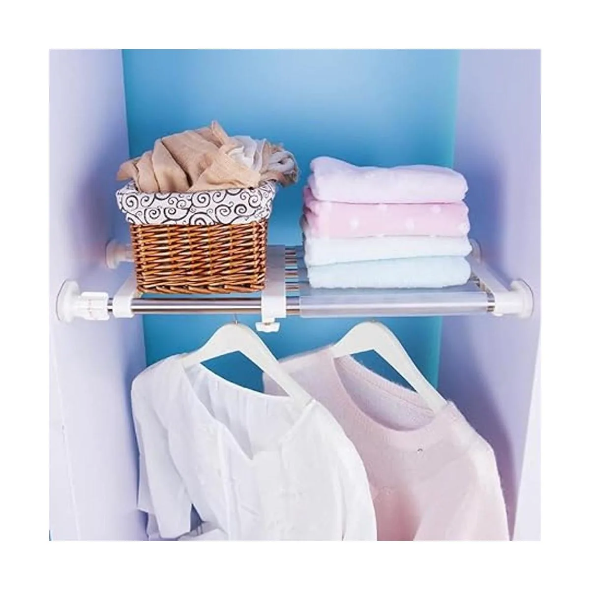 Hershii Estantería y barra extensible para armarios_2